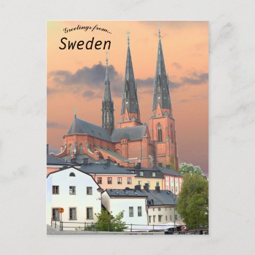 Uppsala Cathedral in Uppsala Sweden Postcard