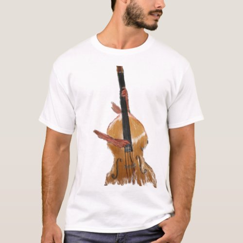 Upright acoustic bass with hands musician T_Shirt