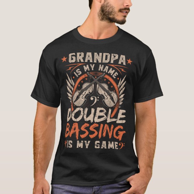 Upright Bass Grandpa Retro Grandfatther Double Bas T-Shirt (Front)