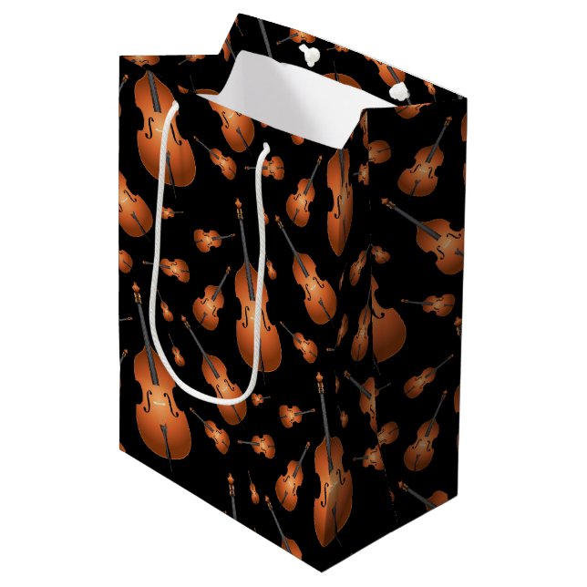 Upright Bass Musician Music Teacher Jazz Band Medium Gift Bag (Front Angled)