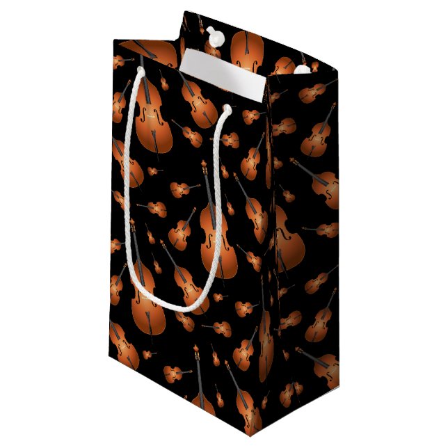 Upright Bass Musician Music Teacher Jazz Band Small Gift Bag (Front Angled)
