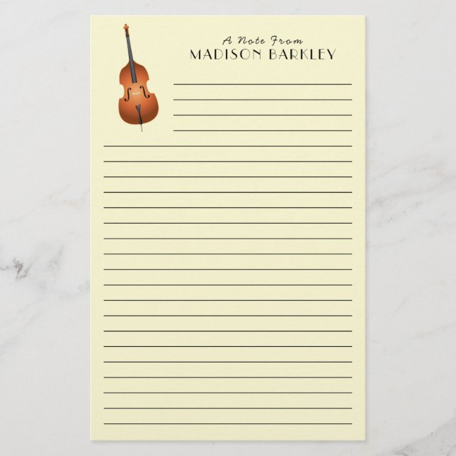 Upright Bass Musician Music Teacher Jazz Band Stationery (Front)