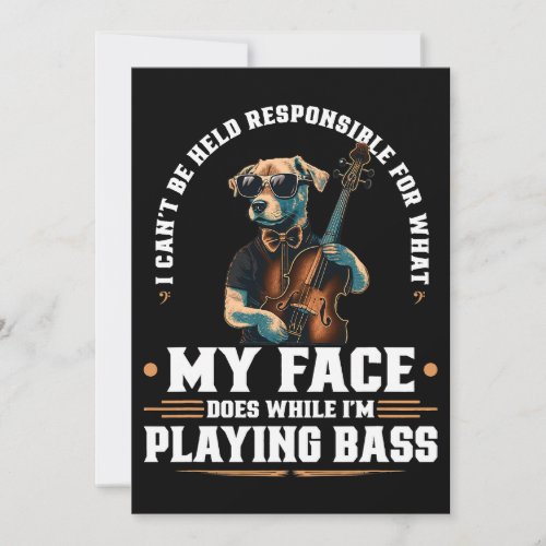 Upright Bass Player Face Quote Jazz Dog Double Bas Invitation