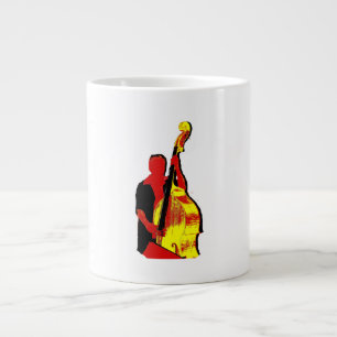 Upright Bass Player Image Design Red and Yellow Giant Coffee Mug