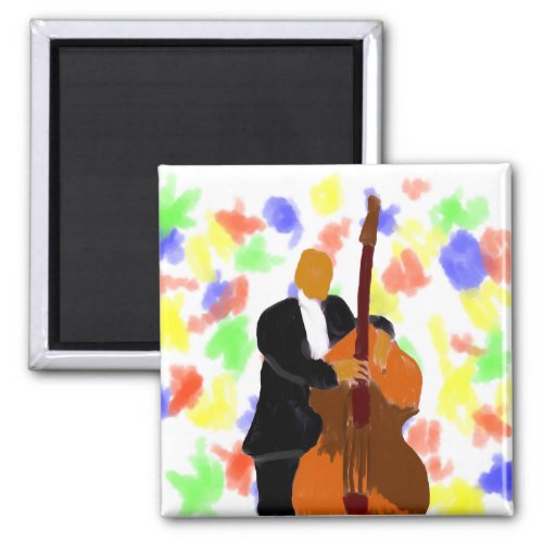 Upright bass player painting magnet