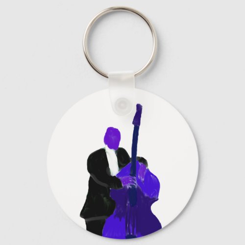 Upright bass player purple version painting keychain