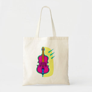Upright Bass Purple Abstract Graphic Image Tote Bag