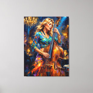 Upright Bass Rhythm - Impressionist Jazz Musici Canvas Print