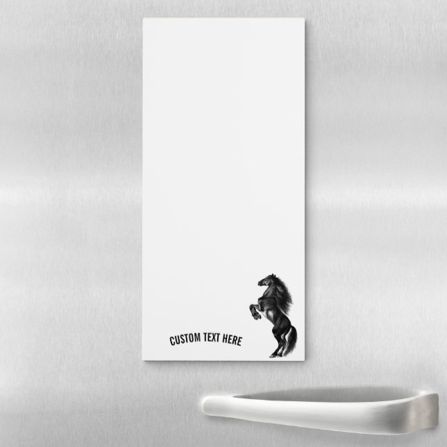 Upright Black Horse Custom Text Magnetic Notepad (In Situ)