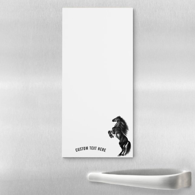 Upright Black Horse Magnetic Notepad Your Text (In Situ)