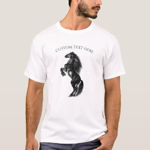 Upright Black Horse T-Shirt with Cutom Text