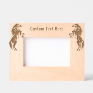 Upright Black Horses Etched Frame with Custom Text