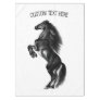 Upright Black Wild Horse - Add Your Text / Color Tablecloth
