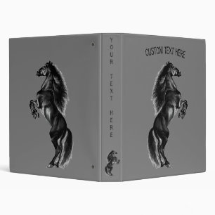 Upright Black Wild Horse Binder with Custom Text