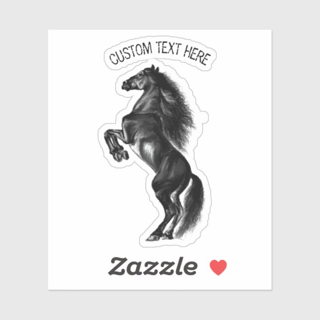 Upright Black Wild Horse - Black and White Drawing Sticker (Sheet)