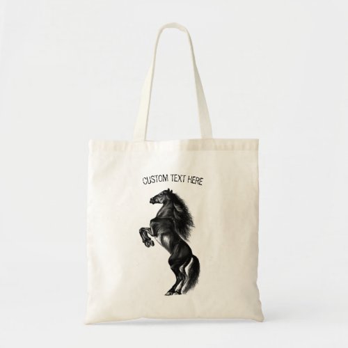 Upright Black Wild Horse _ Black and White Drawing Tote Bag