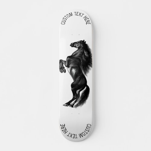 Upright Black Wild Horse Custom Text Skateboard