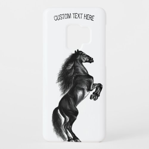 Upright Black Wild Horse _ Drawing _ Add Your Text Case_Mate Samsung Galaxy S9 Case