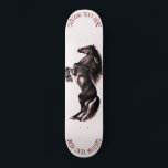 Upright Black Wild Horse - Drawing Art - Add Text Skateboard<br><div class="desc">Upright Black Wild Horse - Black and White Drawing Animal Art Mustang Horses by MIGNED - Add Your Unique Text / Choose your favorite text and background colors - Resize and move or remove elements with customization tool. Please see my other projects / paintings. You can also transfer my designs...</div>