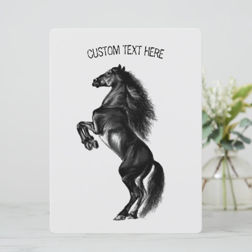 Upright Black Wild Horse _ Drawing _ Custom Text