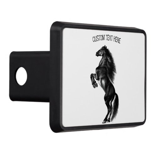 Upright Black Wild Horse Hitch Cover _ Custom Text