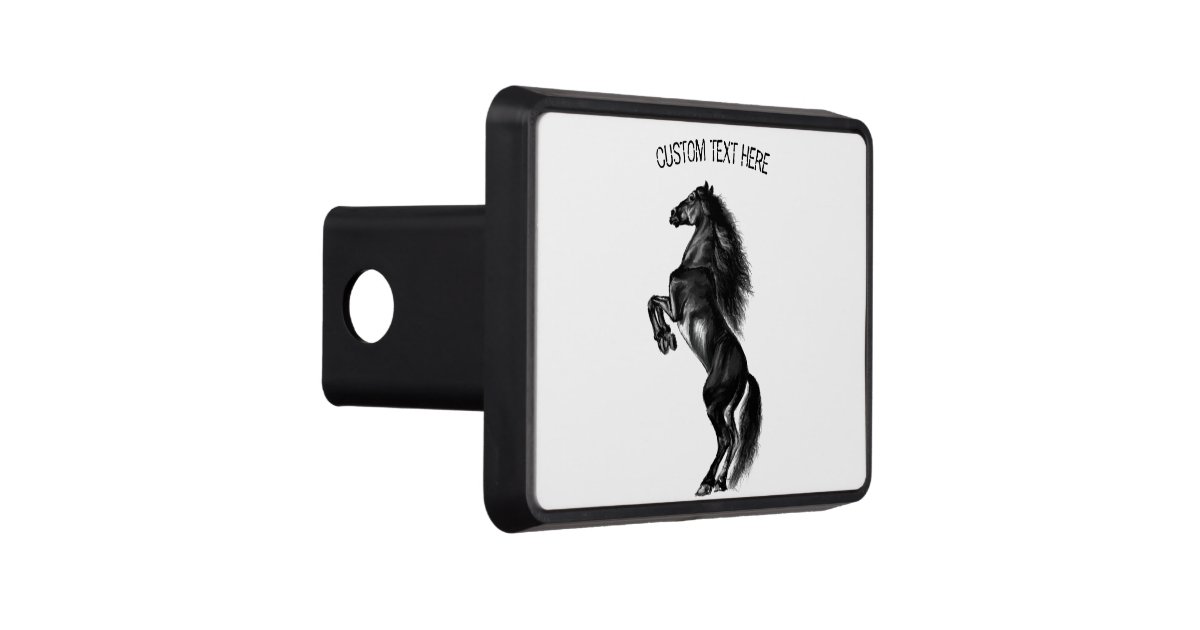 Upright Black Wild Horse Hitch Cover Custom Text Zazzle