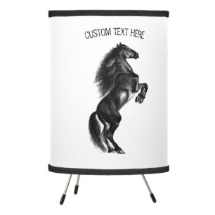 Upright Black Wild Horse Lamp Your Text and Colors