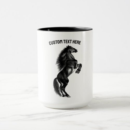 Upright Black Wild Horse Mug Your Text and Colors