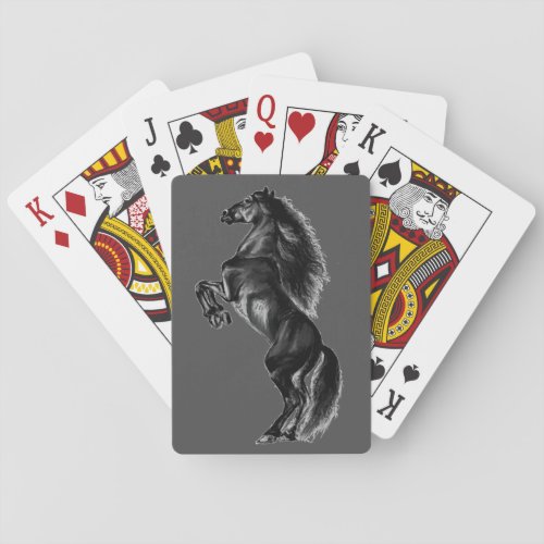 Upright Black Wild Horse Playing Cards Gift