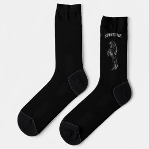 Upright Black Wild Horse Socks Your Text and Color