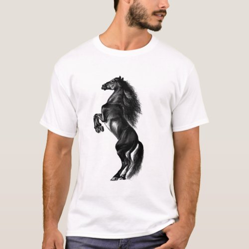 Upright Black Wild Horse T_Shirt
