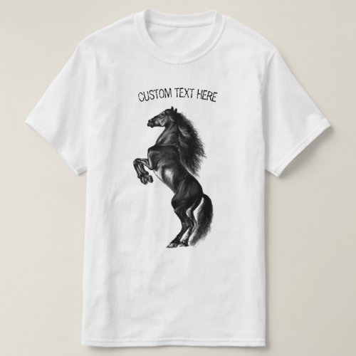 Upright Black Wild Horse T_Shirt with Custom Text