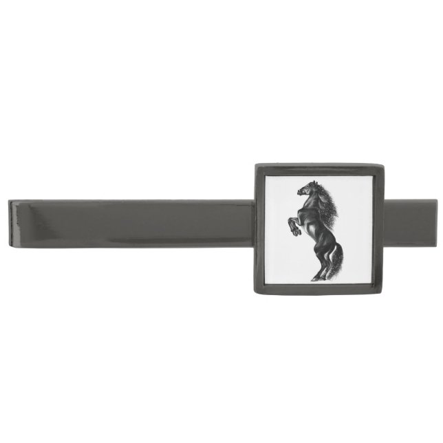Upright Black Wild Horse Tie Bar Choose Color (Front)
