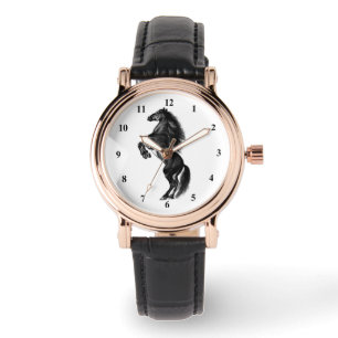 Upright Black Wild Horse Watch