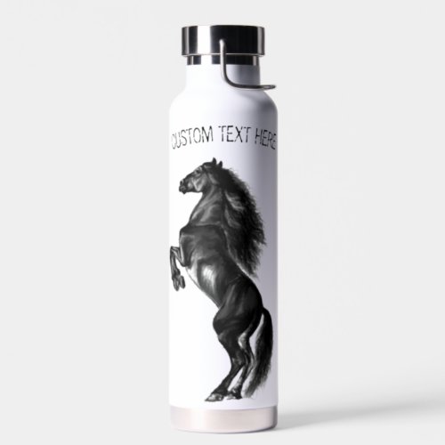 Upright Black Wild Horse Water Bottle _ Your Text