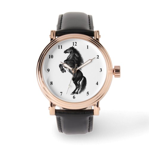 Upright Blck Horse Watch Gift