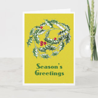 Upright Christmas Card with Holly