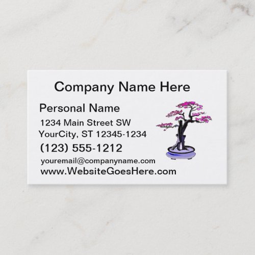 Upright Deadwood Bonsai Purple Business Card Templates