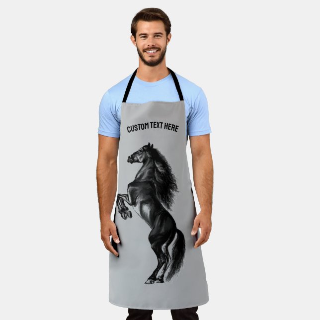 Upright Horse Apron Personalized Custom Text (Worn)