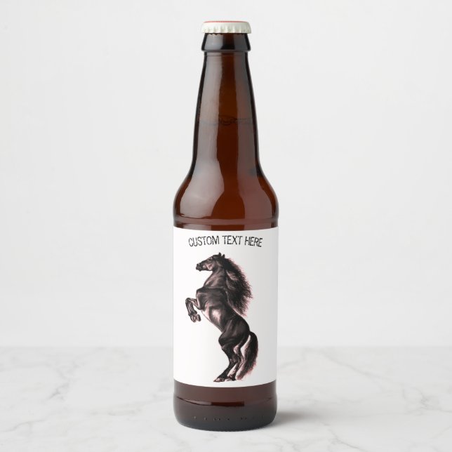 Upright Horse Bottle Labels with Custom Text (Front)
