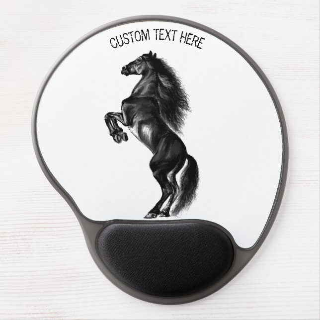 Upright Horse Gel Mouse Pad with Custom Text (Front)
