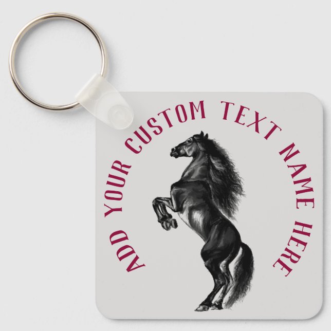 Upright Horse Keychain Gift with Custom Text (Front)