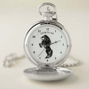 Upright Horse Pocket Watch with Custom Text
