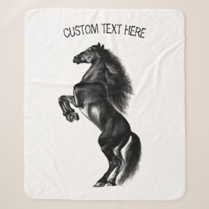 Upright Horse Sherpa Blanket Custom Text and Color