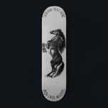 Upright Horse Skateboard with Custom Text<br><div class="desc">Skateboard with Personalized Text and Colors - Upright Black Wild Horse - Painting - Choose / Add Your Unique Text / Name / Color - Make Your Special Gift - Resize and move or remove and add elements / text with customization tool ! Painting and Design by MIGNED. Please see...</div>