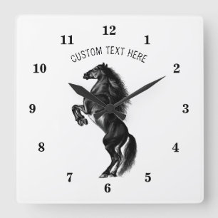 Upright Horse Wall Clock with Custom Text