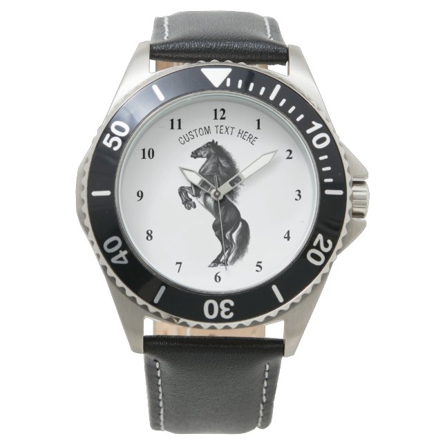 Upright Horse Watch with Personalized Text (Front)