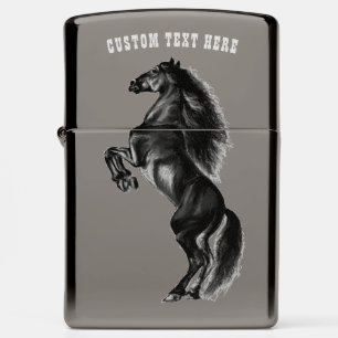 Upright Horse Zippo Lighter Custom Text Name