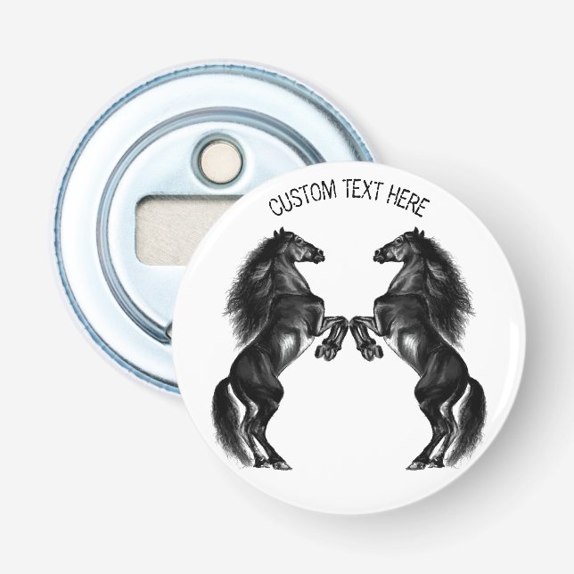 Upright Horses Bottle Opener with Custom Text (Front)