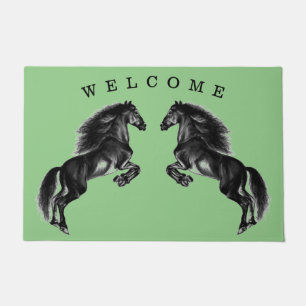 Upright Horses Doormat Welcome - Choose Color